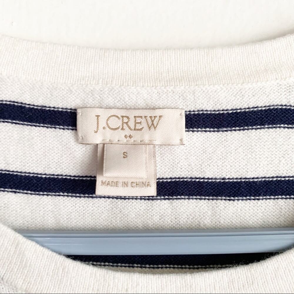 J. Crew Factory Embellished Lightweight T-Shirt Sweater Striped Floral Accent S - Picture 3 of 11